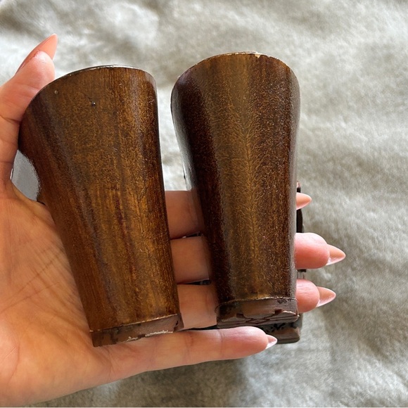 Italian ShoeMaker Studded Leather Wooden slid On Heels Women’s 7 Brown Summer - Picture 6 of 11